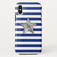 Nautical Silver Star on Navy Stripes Pattern