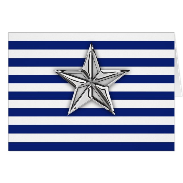 Nautical Silver Star on Stripes (Front Horizontal)