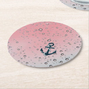 Nautical Sinking Anchor Round Paper Coaster