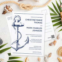 Nautical Sketch Anchor Wedding Invite