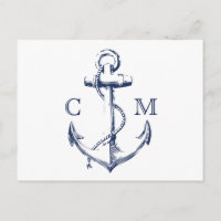 Nautical Sketch Anchor White RSVP