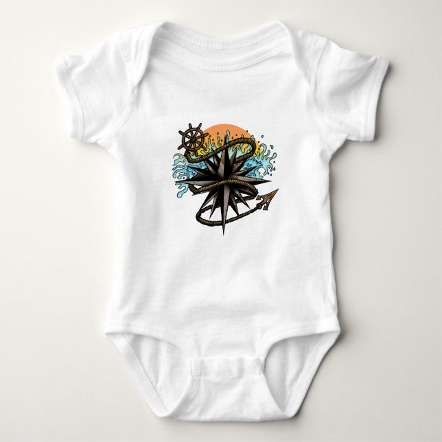 Nautical Splash Baby Bodysuit (Front)