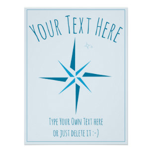 Nautical star. Compass rose. Sailor Gift Template Poster