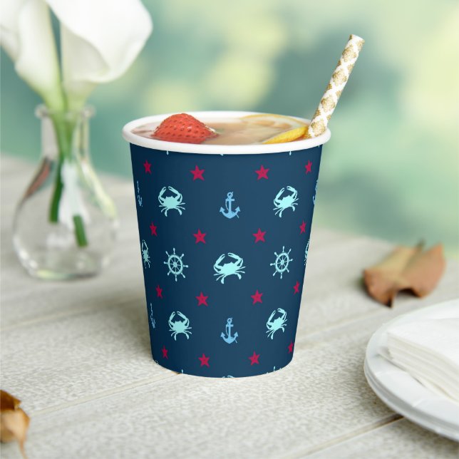 Nautical Star Pattern Paper Cups (Insitu)