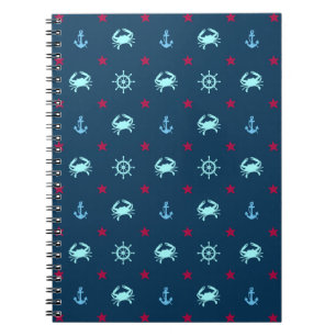 Nautical Star Pattern Spiral Notebook