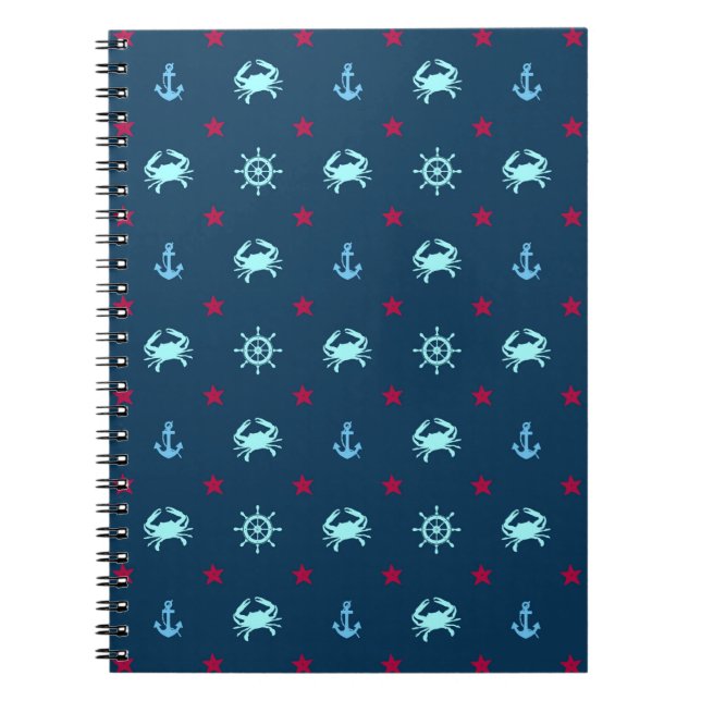 Nautical Star Pattern Spiral Notebook (Front)