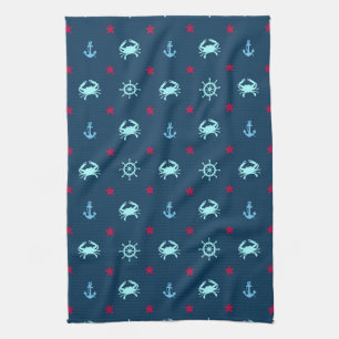 Nautical Star Pattern Tea Towel