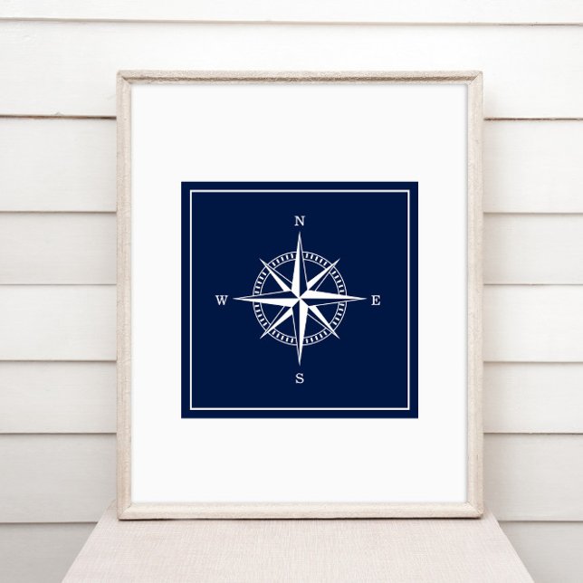 Nautical Star Poster - Navy Blue and White (Creator Uploaded)