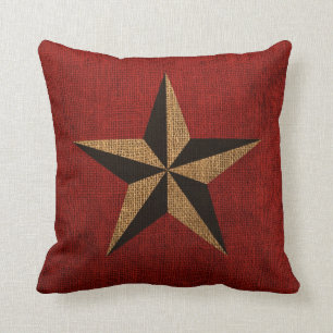 Nautical Star Rustic Red Cushion