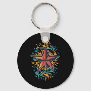 Nautical Star Tattoo Marine Symbol Nautical Comp  Key Ring