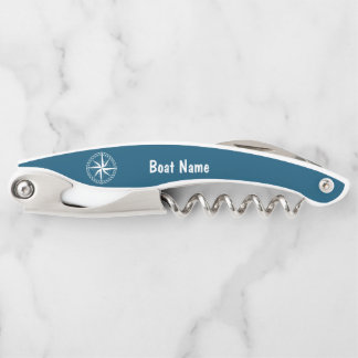 Nautical Star With Rope Boat Name Navy Blue Corkscrew
