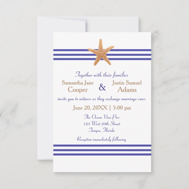 Nautical Starfish - 3x5 Wedding Invitation (Front)