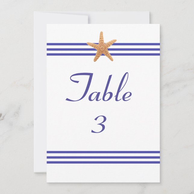 Nautical Starfish - 5x7 Table Number (Front)