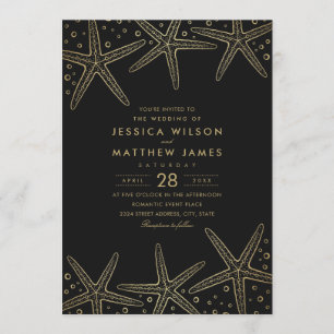 Nautical Starfish Destination Beach Themed Wedding Invitation