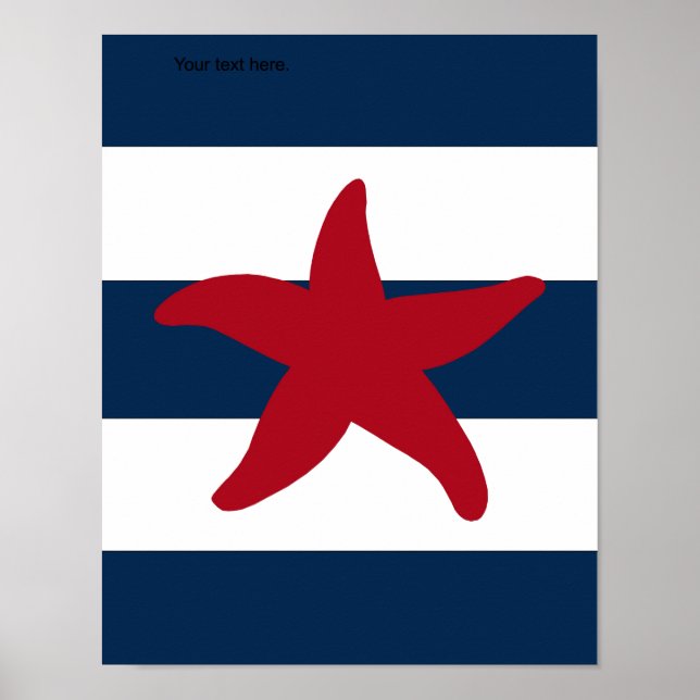Nautical Starfish print red, navy and white (Front)