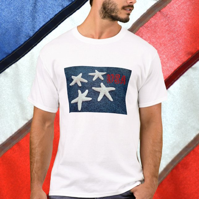 Nautical Starfish Red White and Blue T-Shirt (Creator Uploaded)