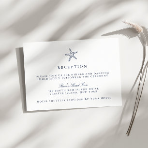 Nautical Starfish Wedding Reception Card