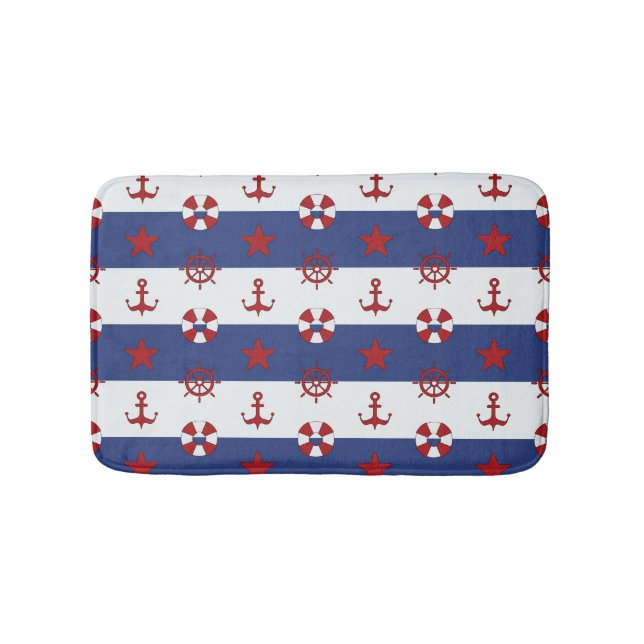 Nautical Stars And Stripes Pattern Bath Mat (Front)
