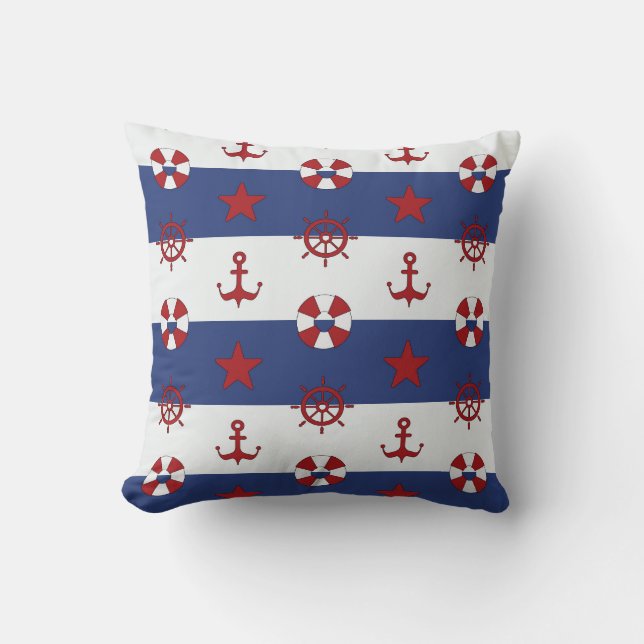 Nautical Stars And Stripes Pattern Cushion (Front)