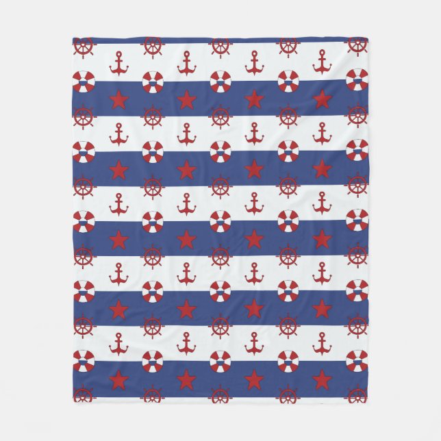 Nautical Stars And Stripes Pattern Fleece Blanket (Front)