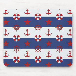 Nautical Stars And Stripes Pattern Mouse Pad