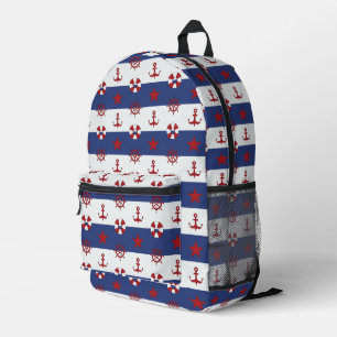 Nautical Stars And Stripes Pattern Printed Backpack