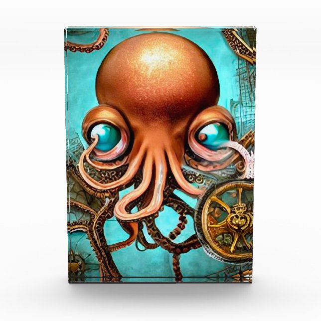 Nautical Steampunk Monster Octopus Photo Block (Front)
