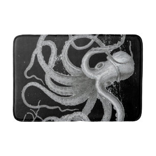 Nautical steampunk octopus Vintage kraken decor Bath Mat