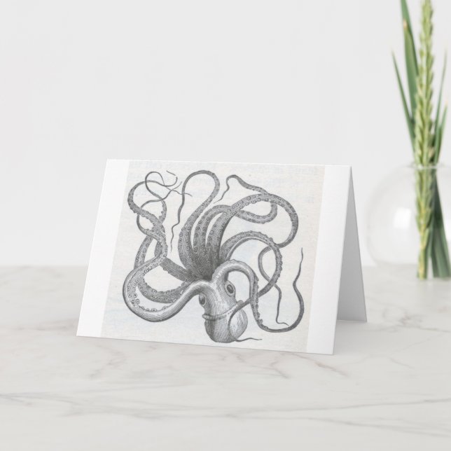 Nautical steampunk octopus vintage kraken design card (Front)