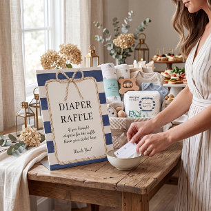 Nautical Stripe Diaper Raffle Baby Shower Sign
