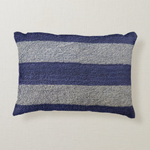 Nautical Stripe Navy Blue And Grey Accent Pillow