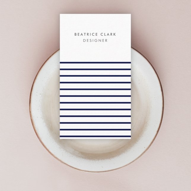Nautical Stripe Navy Blue Stylish Trendy Modern Business Card (Creator Uploaded)