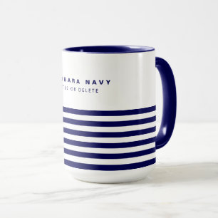 Nautical Stripe Navy Blue Trendy Simple Stylish Mug