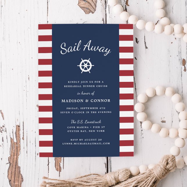 Nautical Stripe Rehearsal Dinner Invitation (Creator Uploaded)