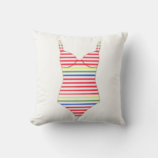 Nautical Stripe Swimsuit Throw Pillow