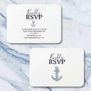 Nautical Striped Anchor Birthday Party RSVP Enclosure Card