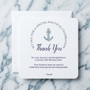 Nautical Striped Anchor Birthday Party Thank You Card