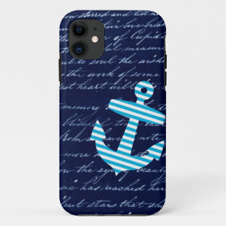 Nautical Striped blue anchor iphone 5 case