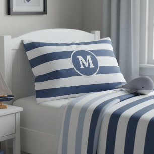 Nautical Striped Weave Monogram Navy White ID1248 Pillowcase