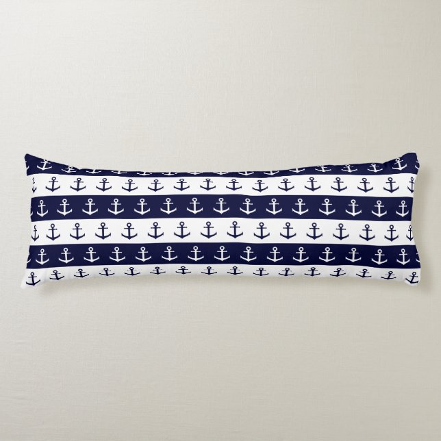 Nautical stripes and anchor pattern body cushion (Front)