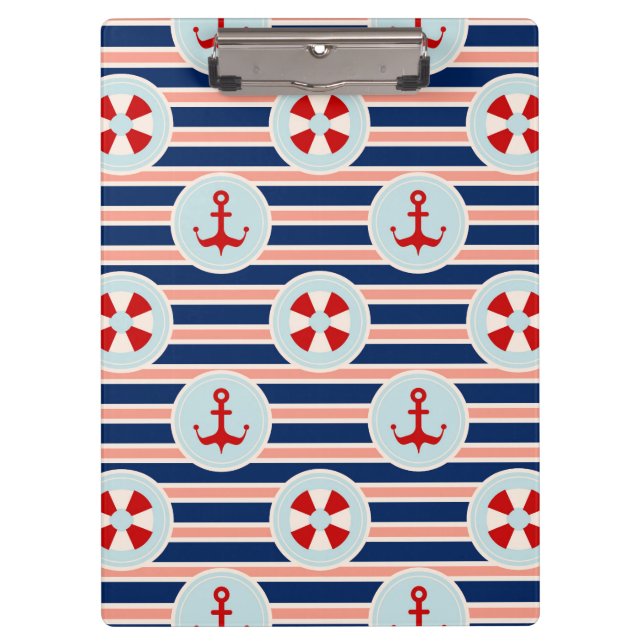 Nautical Stripes And Dots Pattern Clipboard (Front)