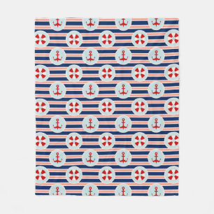 Nautical Stripes And Dots Pattern Fleece Blanket