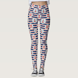 Nautical Stripes And Dots Pattern Leggings