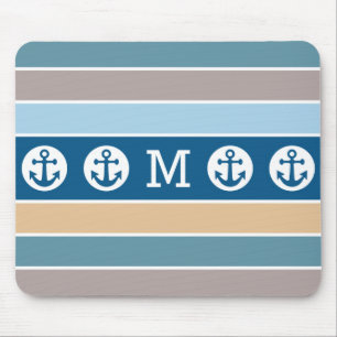 Nautical Stripes custom monogram mousepad