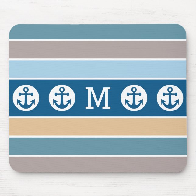 Nautical Stripes custom monogram mousepad (Front)