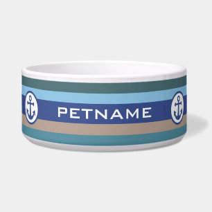Nautical Stripes custom pet bowls