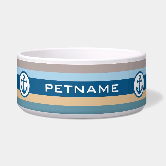 Nautical Stripes custom pet bowls (Front)