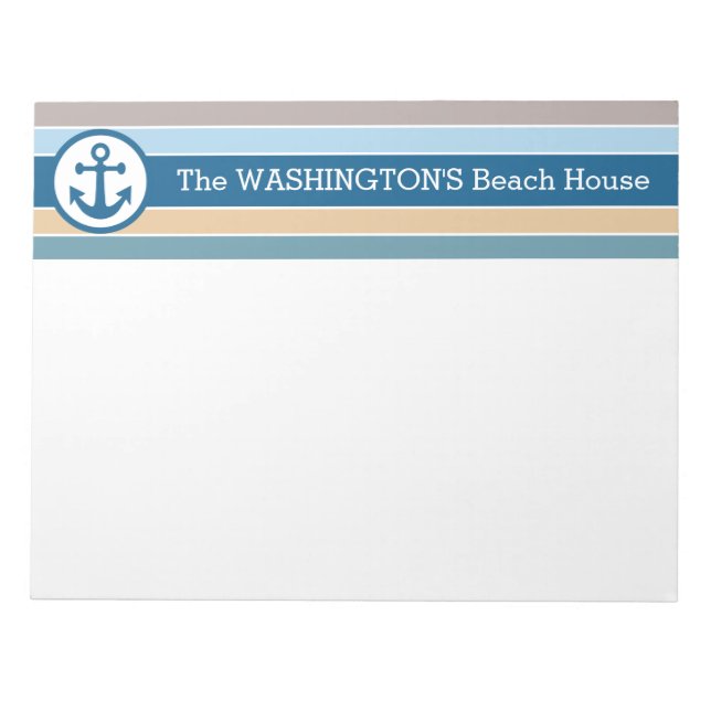 Nautical Stripes custom text notepad (Front)