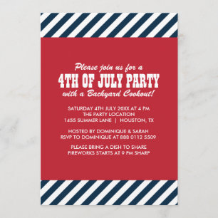Nautical Stripes Fourth of July Party Invitation
