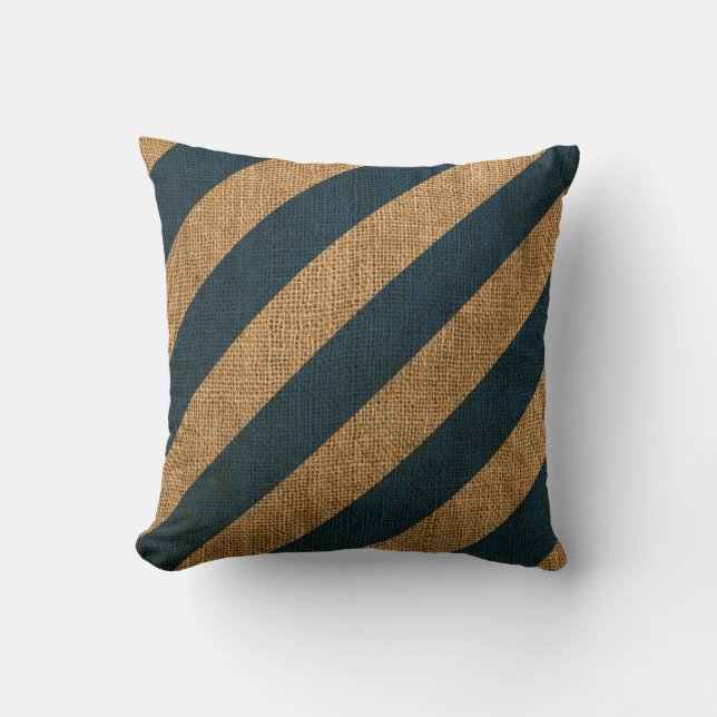 Nautical Stripes in Deep Sea Blue Cushion (Front)